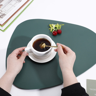 北欧日式中式水滴形状餐盘隔热西餐碗餐桌pvc杯垫皮革餐垫详情图1