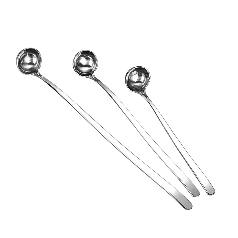 Extended Stainless Steel Mixing Spoon Round Spoon 304 Long Handle Spoon Spoon Coffee Spoon Deepen Oil Spoon Hot Pot Seasoning Spoon Item Picture