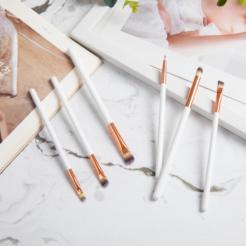 General New 6 White Wooden Handle Eye Makeup Brush Set Eye Shadow Brush Makeup Tools Manufacturers Directly Supplied