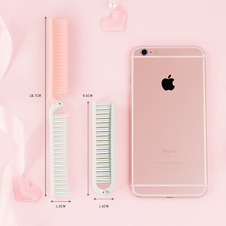 批发迷你小清/户外便携折叠/美发梳白底实物图