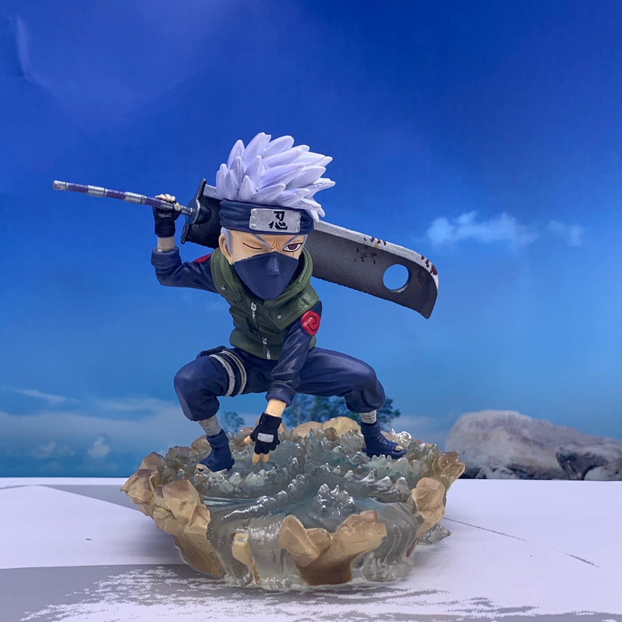 Naruto GK Q version carry knife flag Kakashi anime model doll decoration