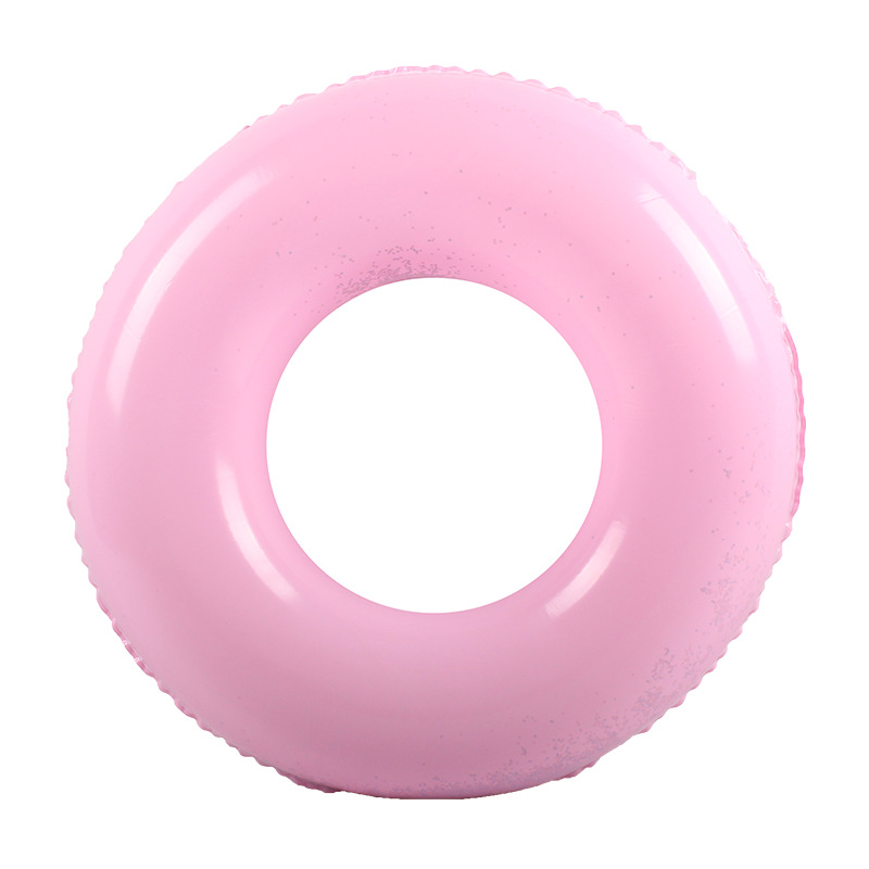 PVC充气玩具金粉圆泳圈粉色圆形救生圈ins亮片粉色透明游泳圈详情图4