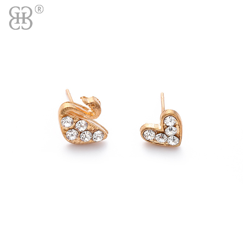 Asymmetrical earrings, new creative alloy swan stud earrings, personalized jewelry, Korean-style feminine earrings wholesale Item Picture