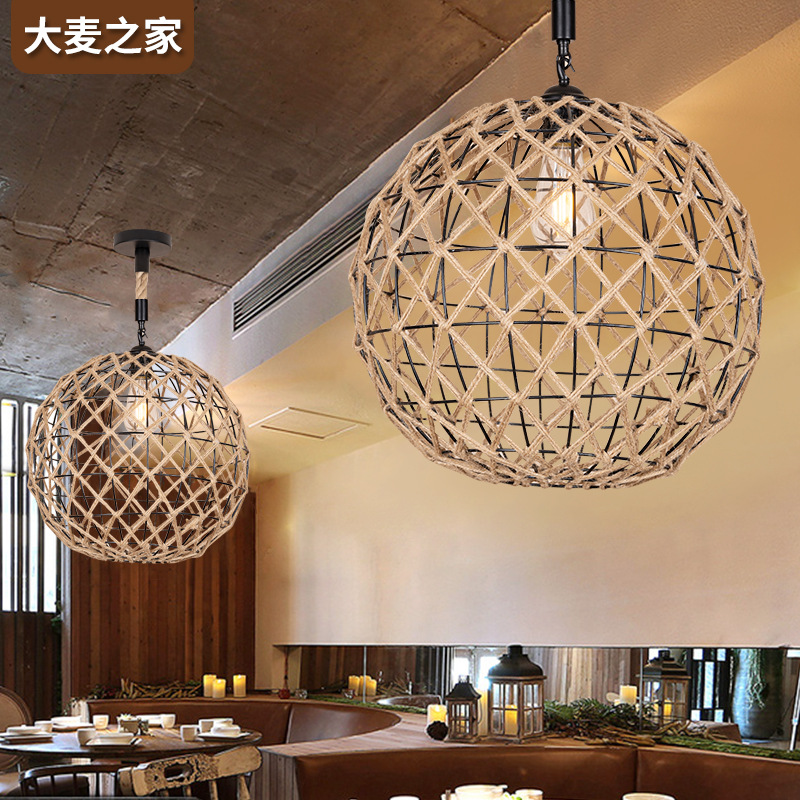 The manufacturer supplies retro industrial lamps, creative and personalized American loft rope restaurant and bar counter decoration chandeliers