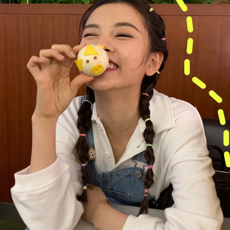 Sweet candy gradient color series basic hair bands, disposable hair ties, hair ties, hair rubber bands, cute women's headwear Application Scenario