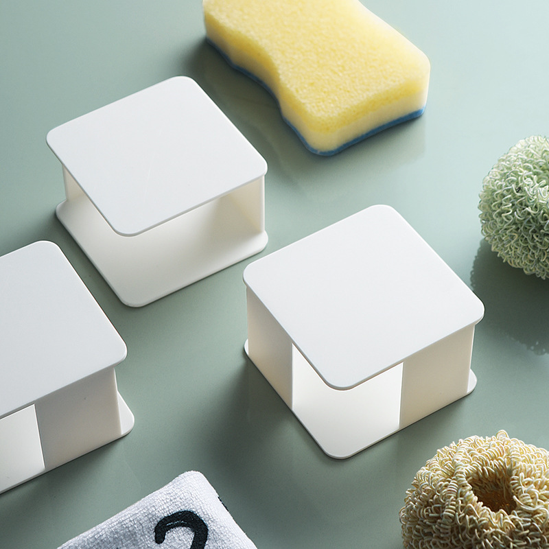 Kitchen wall-mounted scouring pad drain rack, household non-perforated cleaning cloth dishcloth, sponge sink storage rack, shelving rack Application Scenario