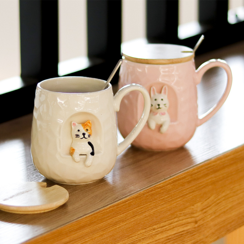 New products of cartoon ceramic Shiba Inu mugs with LIDS, spoon relief dog water cups, breakfast couple cups and office cups are now available Specification image