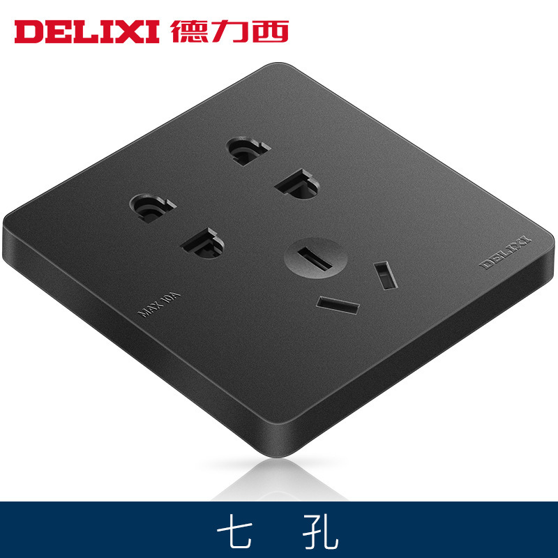 德力西开关插/幻影黑/插座家用86产品图