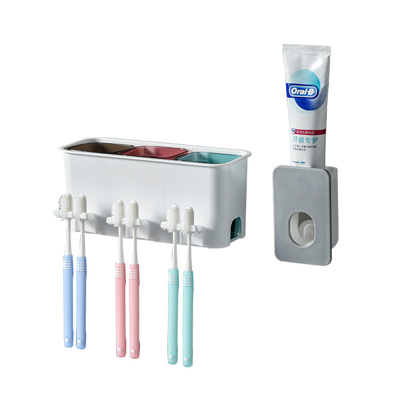 Simple and non-perforated tooth cup holder, toothpaste extruder, tooth cup storage rack, washbasin cup, multi-functional toothbrush holder, mouthwash cup Item Picture