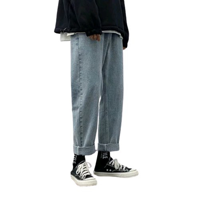Retro jeans for men, Korean style, loose and trendy, student with a sense of plumpness, wide-leg youth casual straight-leg pants, one-piece consignment Item Picture
