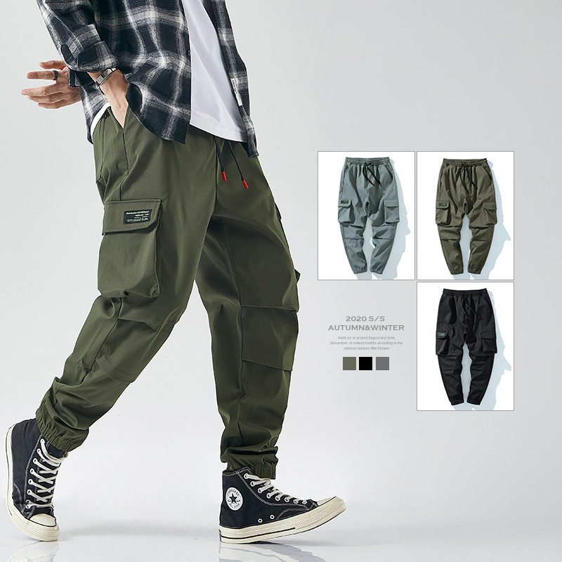 Large-sized workwear pants 2022 autumn Japanese streetwear brand men's casual pants with multiple pockets, trendy for teenagers, loose and fitted