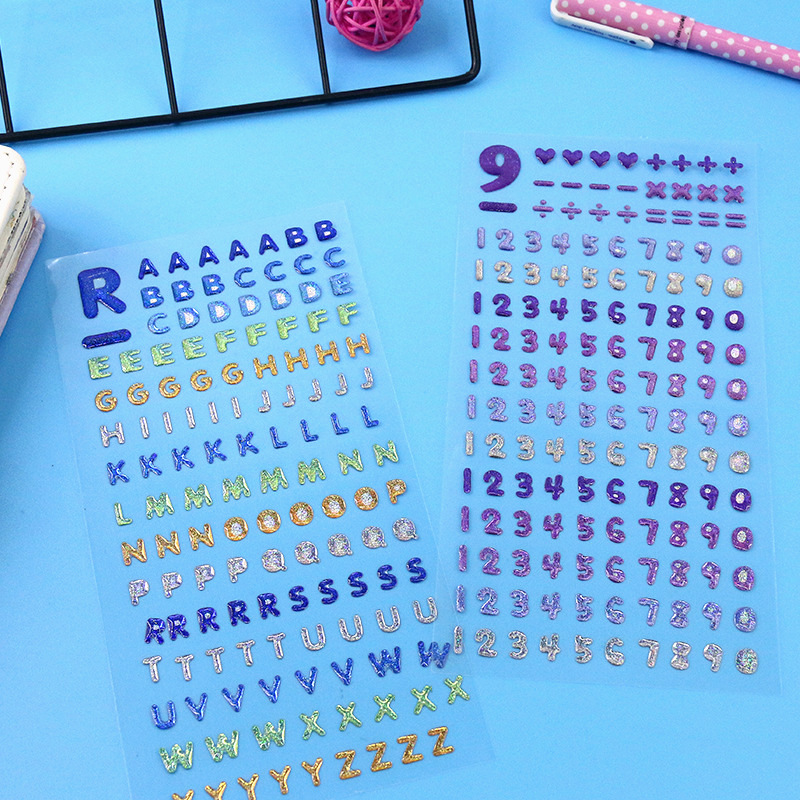Swallow Paper Products, colorful crystal three-dimensional resin transparent stickers, shiny and cute numbers, English fresh planner decorative stickers