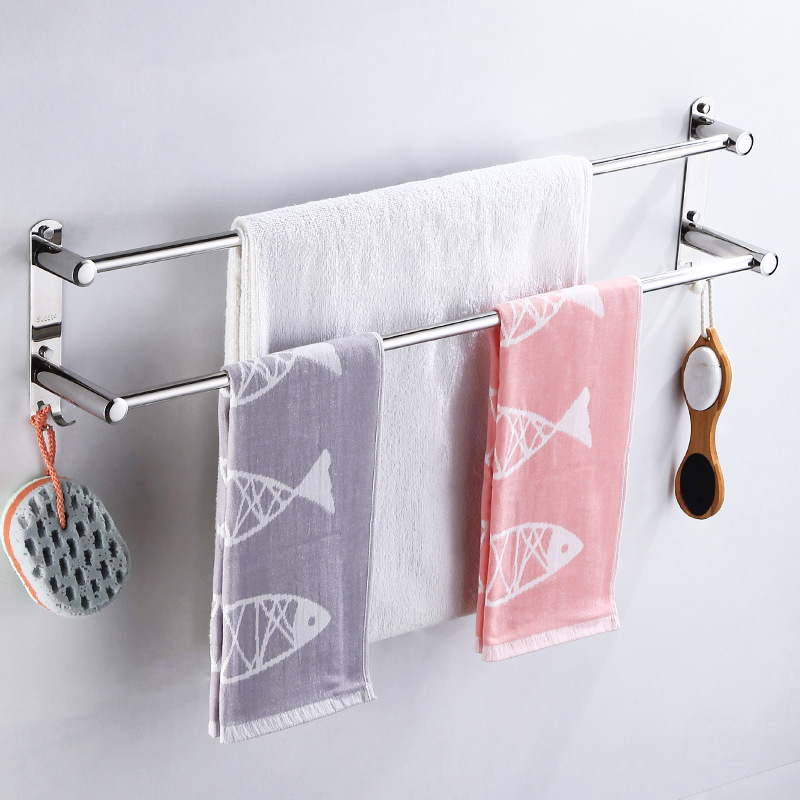 Towel rack, bathroom storage rack, single and double pole, stainless steel bath towel rack, toilet hanging pole, wall hanging Specification image