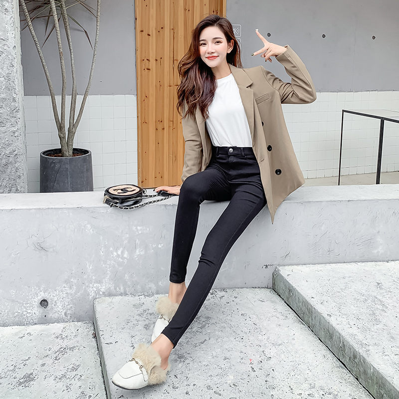 Magic Pants Women 2022 New style outerwear long pants for women, fleece and thickened, high-waisted, slimming, versatile, hip-lifting, petite leggings Specification image
