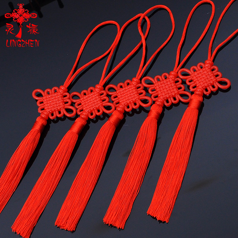 新款亚克力塑料5号6盘中国结流苏小挂件大红喜庆流苏穗子春节挂
