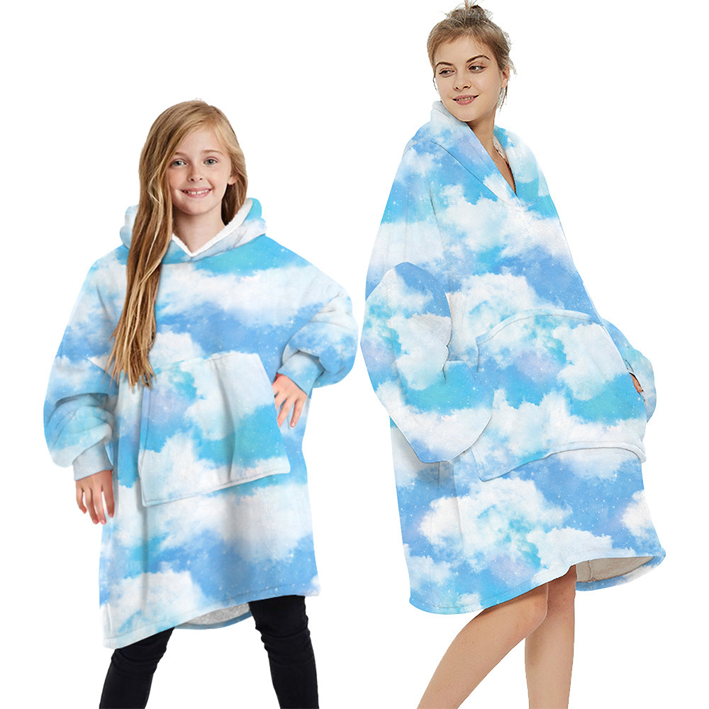 3D digital printing of European and American foreign trade home wear for autumn and winter warmth, Christmas cotton velvet one-piece parent-child pajamas and sweatshirts Specification image