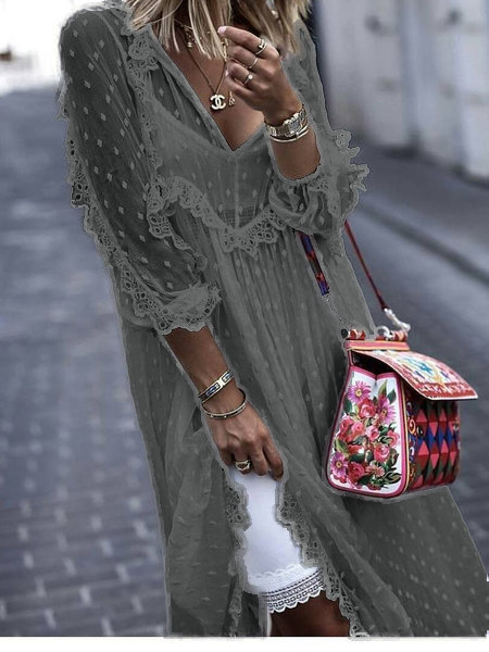 In stock: shopify, AliExpress, lazada, Amazon, wish's best-selling polka dot jacquard long-sleeved dress details Picture