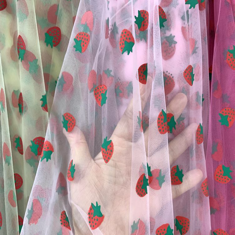 Knitted mesh fabric for clothing, toys, puffy skirts, headwear, hair accessories, butterfly festival fabric, strawberry gel mesh gauze details Picture