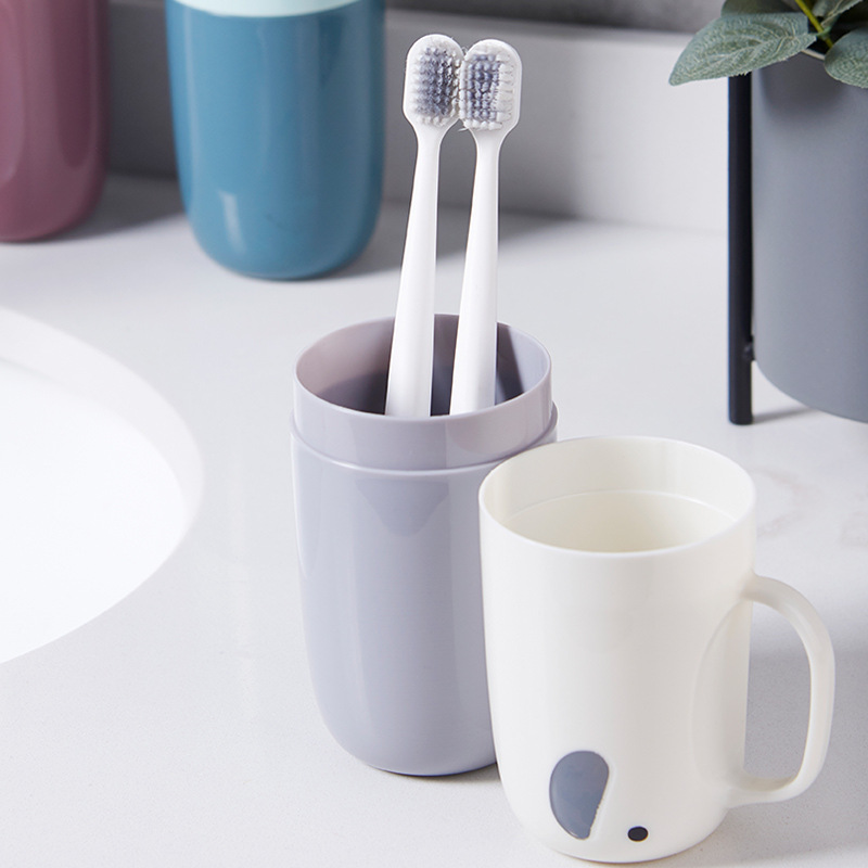 便携旅行牙刷收纳盒便携式多功能洗漱杯刷牙杯旅游牙膏牙缸漱口杯把手