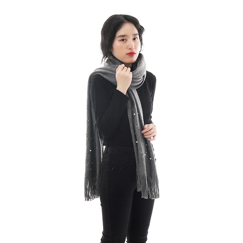 Spring and summer pearl long scarves, Korean style narrow and long small silk scarves, chiffon neckerchiefs, women's decorative scarves, direct supply from the manufacturer