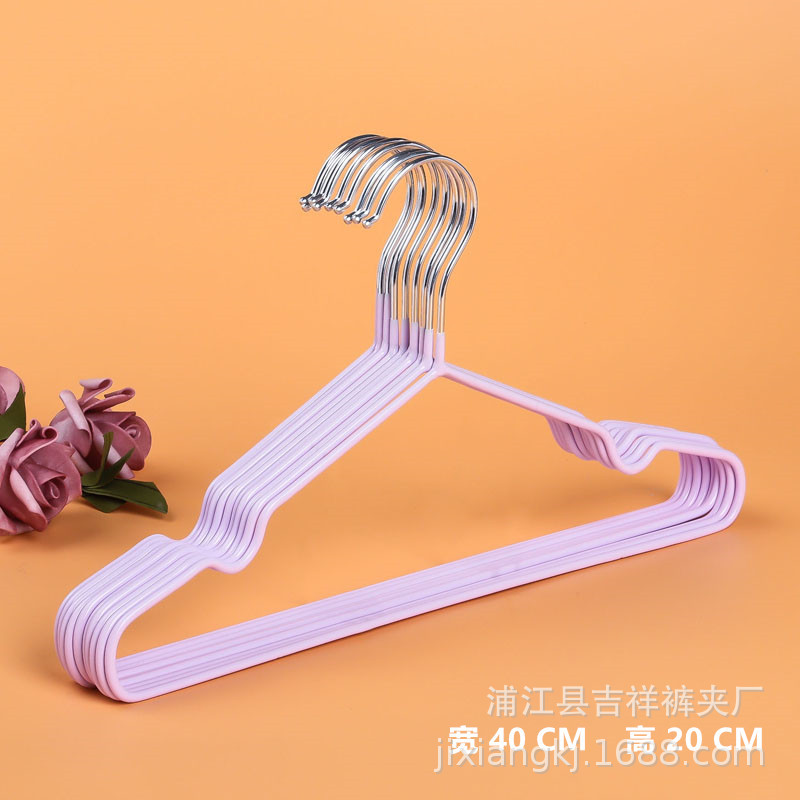Impregnated Plastic Non-Slip Coat Hanger Metal Clothes Hanging Clothes Support Adult Children Drying Rack Household Traceless Hanger Manufacturers Wholesale Specification drawing