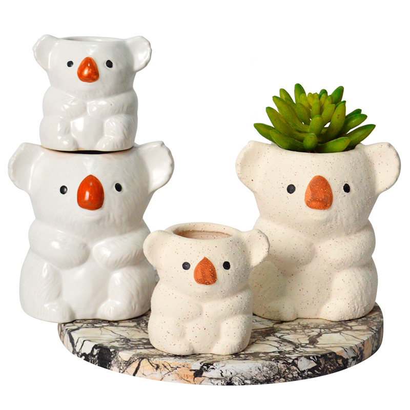 Creative Koala Flower Pot Accessories Fresh Cartoon Animal Garden Ceramic Flower Pot Hotel Decoration Succulent Plant Pot Item Picture