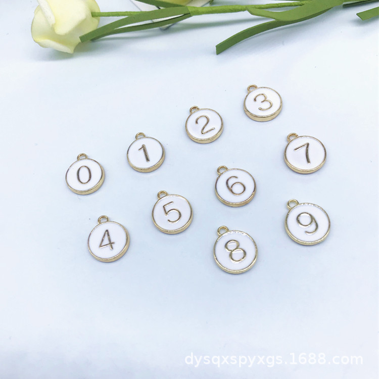 DIY jewelry accessories, oil-dripping alloy, multiple colors, double-sided English letter and number pendants in stock for wholesale details Picture