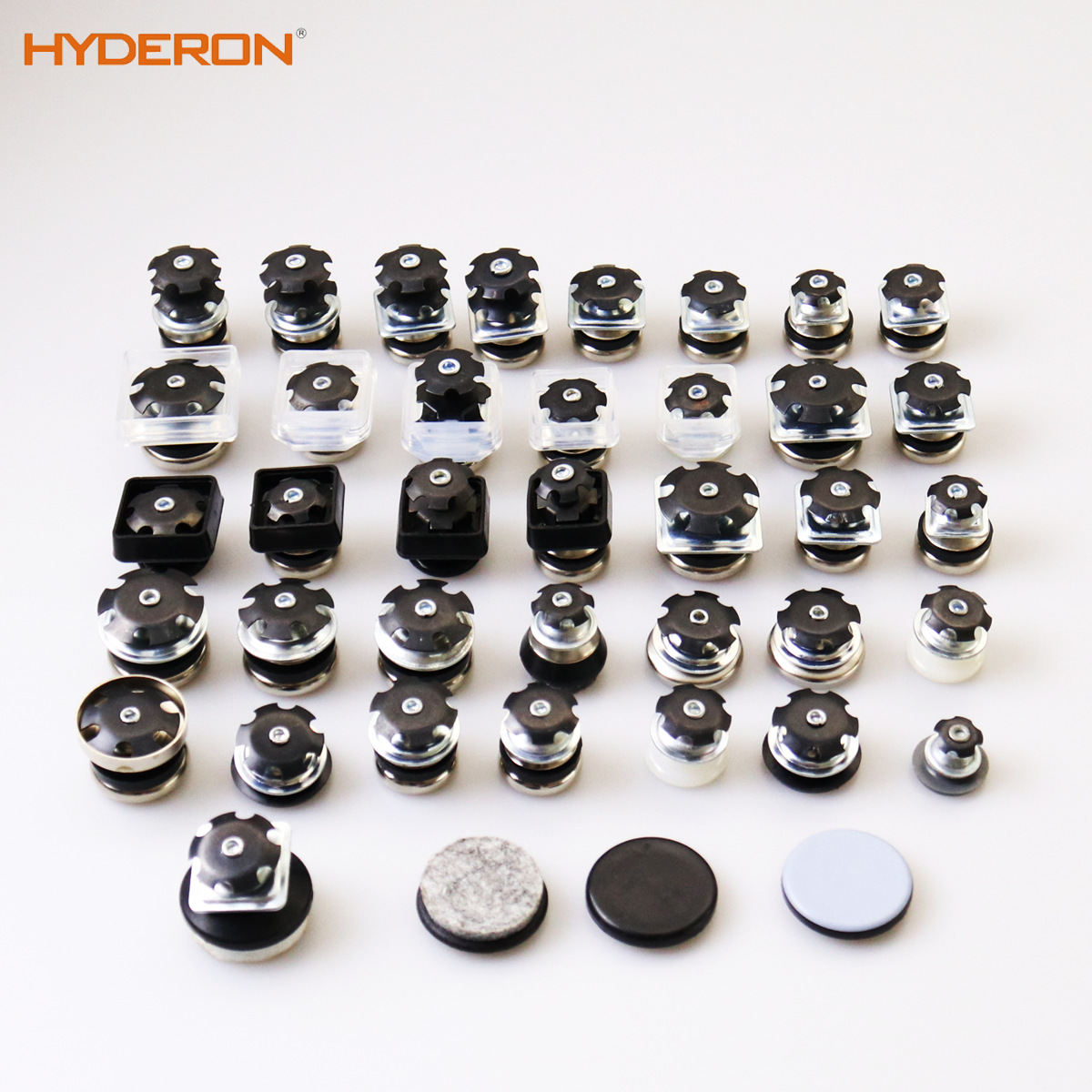 American-style metal fine-tuning feet, spring piece type tube plug inclined foot pads, metal hotel furniture feet, steel pipe furniture feet details Picture