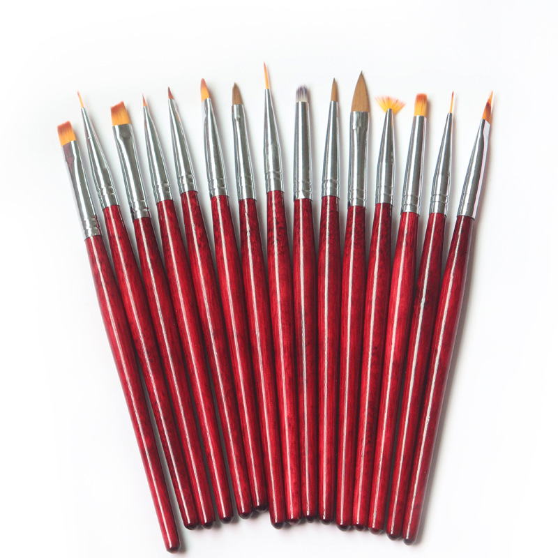 Nail art brush tool set: Nail art pens, nail art painting pens, nail art phototherapy pens, string pens, rosewood rods, 15 pieces, shanilak Item Picture