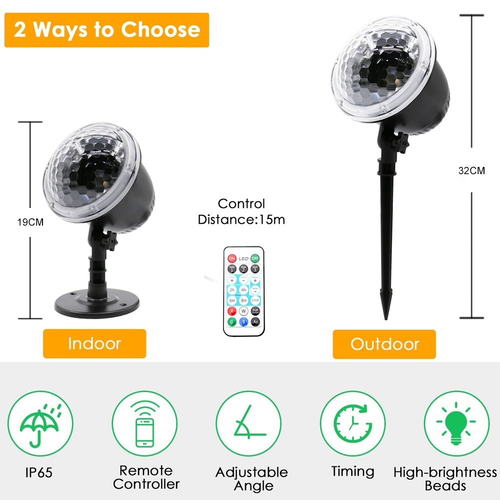 New cross-border exclusive dynamic Christmas pattern lights, outdoor waterproof RF remote control Christmas snow lights, lawn lights Item Picture