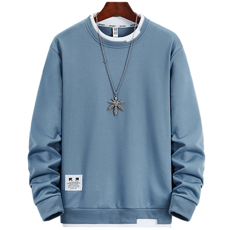 Men's hoodie logo custom solid color round neck sport top spring pullover new casual men's wear Item Picture