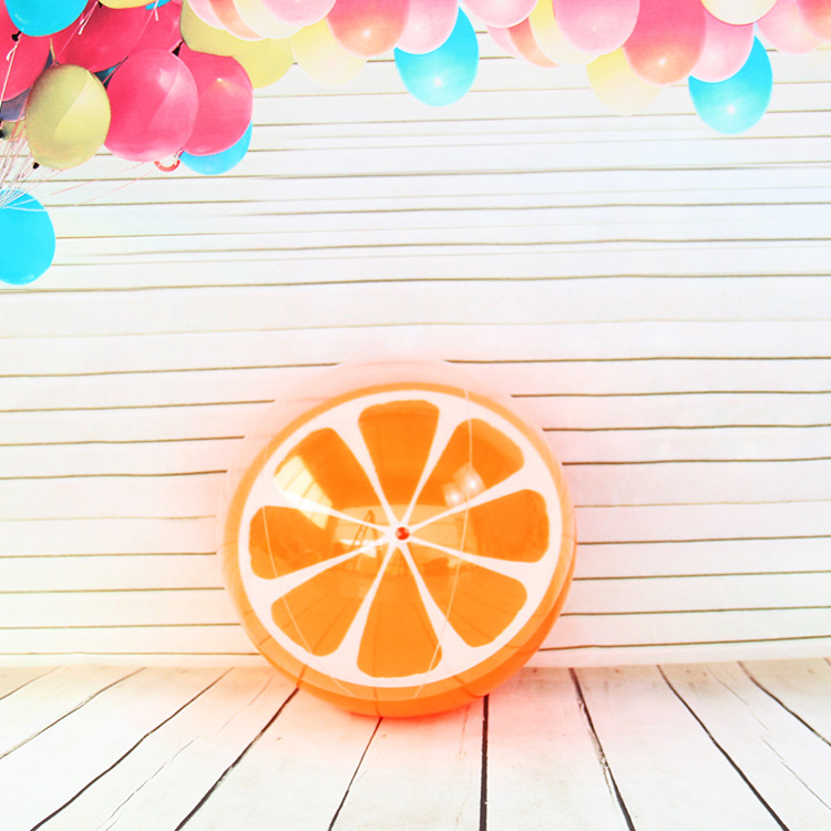 虹雨® 外贸厂家定制柠檬沙滩球 3D立体球pvc充气球橘子水果球橙子透明球详情图3