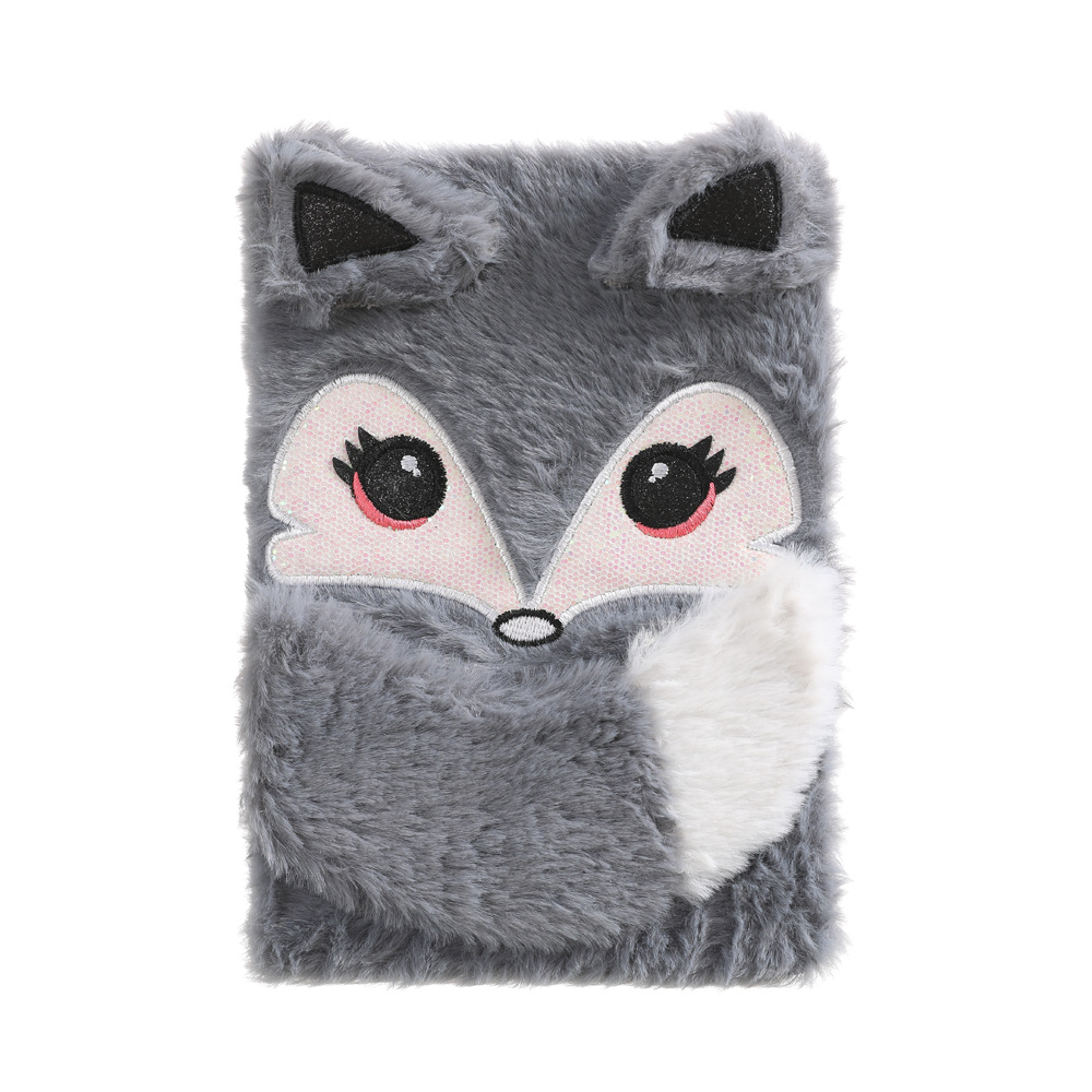 Thousand Yu Culture Winter Plush Cartoon Girl Notebook Primary School Cute Diary Children Fox Small Animal Fur Book Item Picture