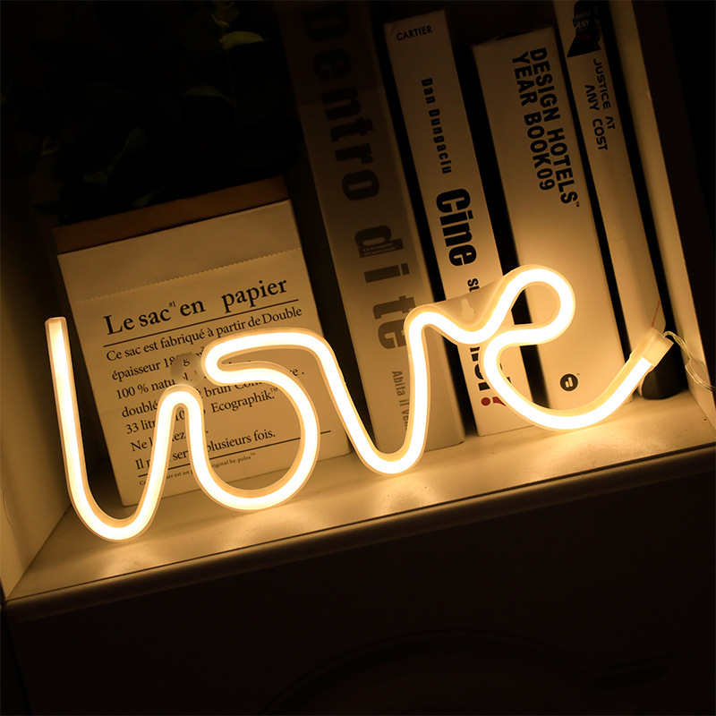 LED霓虹灯表白浪漫场景装饰灯love造型灯USB连体LOVE造型霓虹灯图
