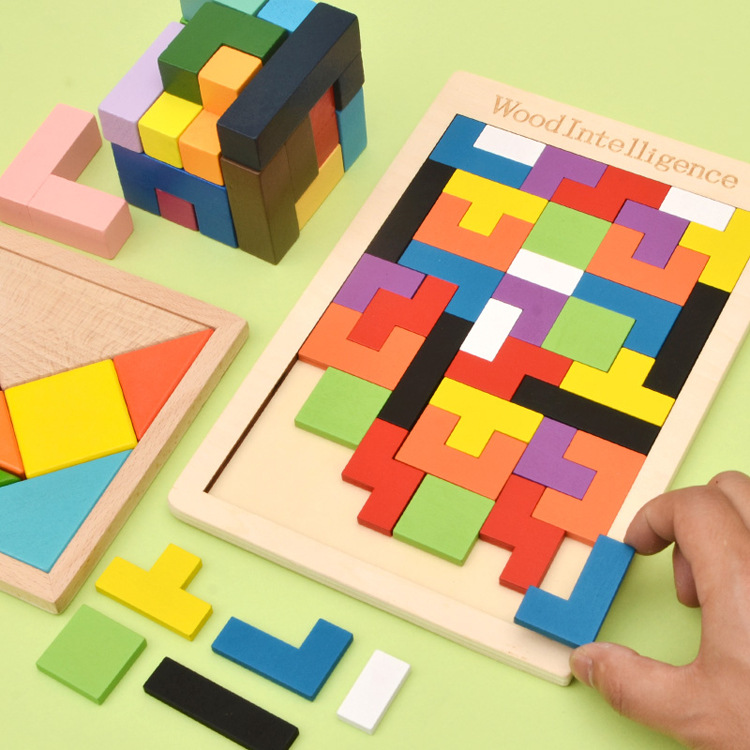跨境木制磁性俄罗斯方块积木批发儿童宝宝益智玩具俄罗斯立体拼图详情图3