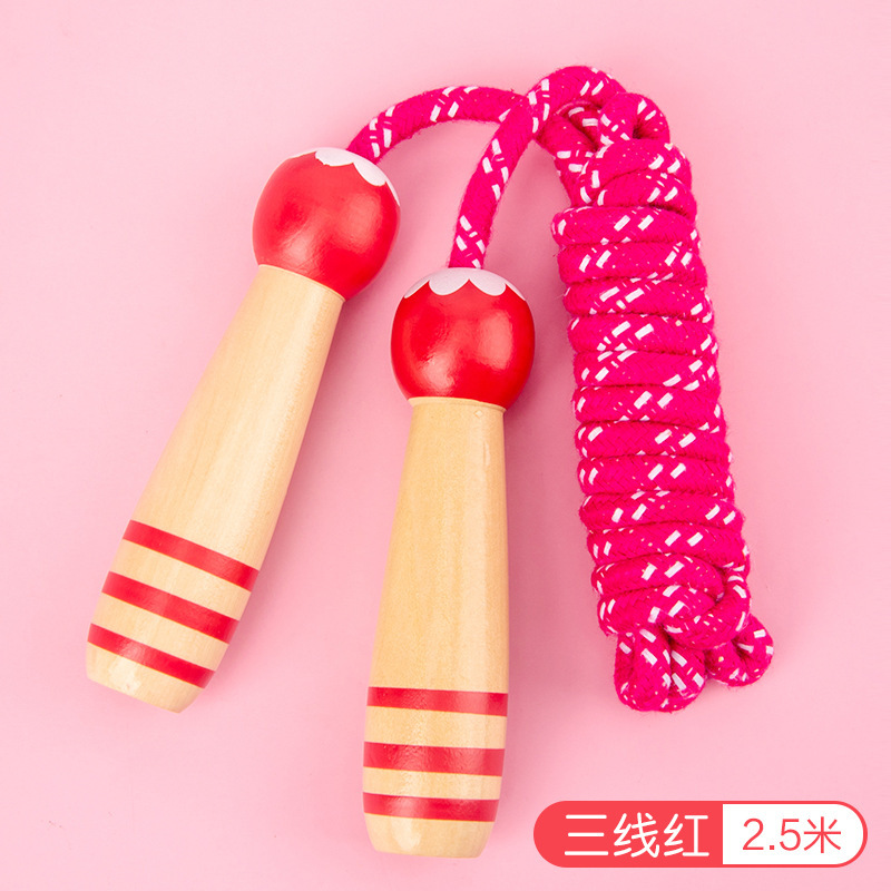 Rts-004 Wooden Skipping Rope Children's Toys Elementary School Physical Education Exam Beginner Boys And Girls Skipping Rope Kindergarten Specification drawing