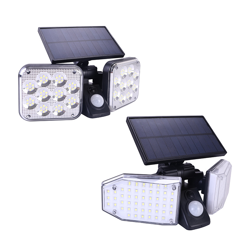 Solar wall lamp with human body sensing, dual-head rotation, high power, for courtyard households, outdoor gardens, villas, cross-border new style