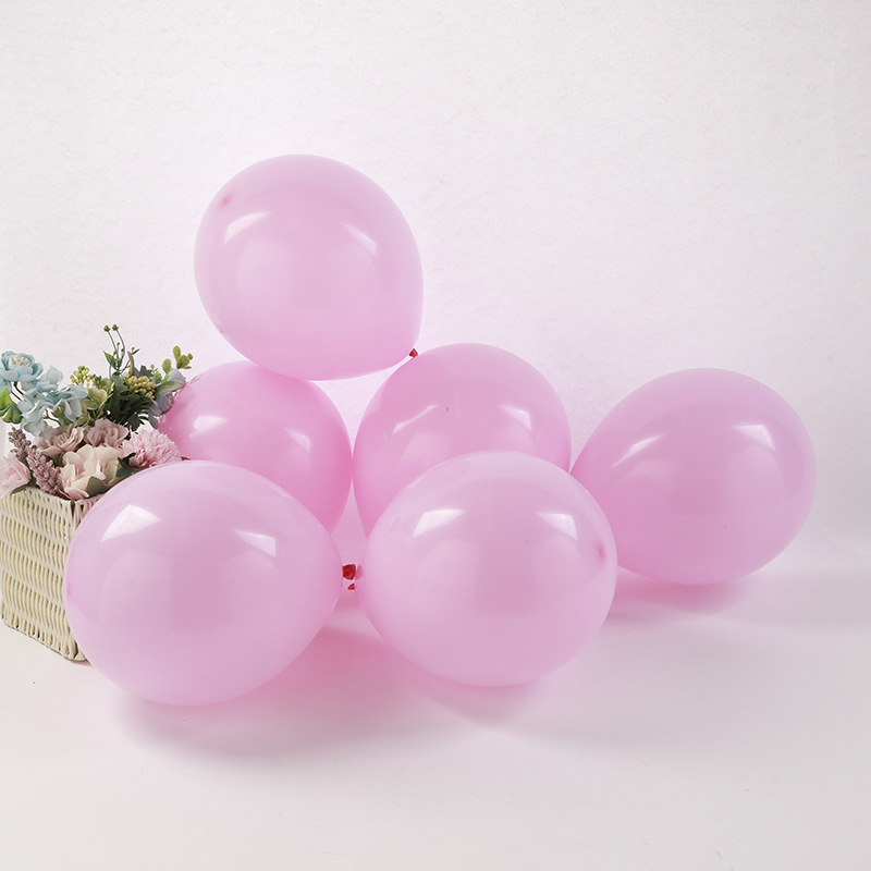 Macaron latex balloon manufacturer supplies 5-inch 1-gram balloons for birthday parties and wedding room decoration, with 100 balloons per pack Specification image