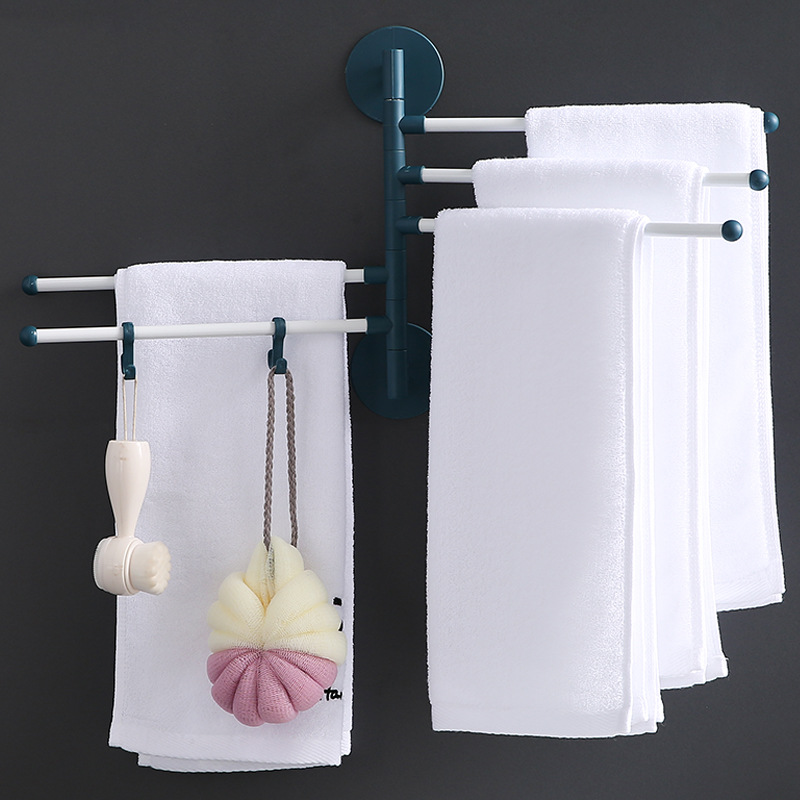 简约免打孔毛巾架白色简约折叠旋转活动支架卫生间浴室卫浴挂件毛图