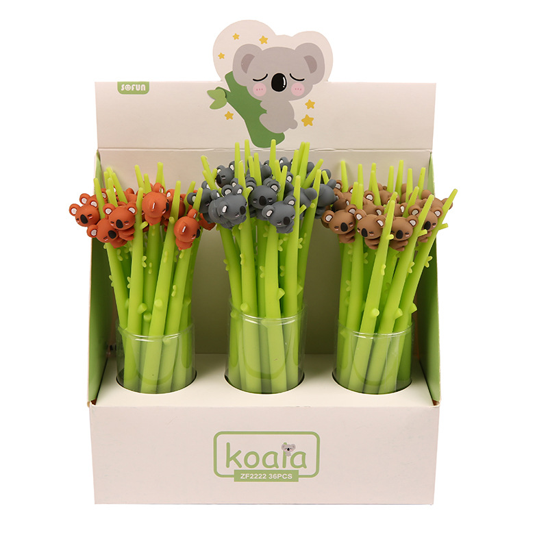 New creative and cute stationery pens, koala hugging branches, student gel pens, silicone cartoon custom factory wholesale Item Picture