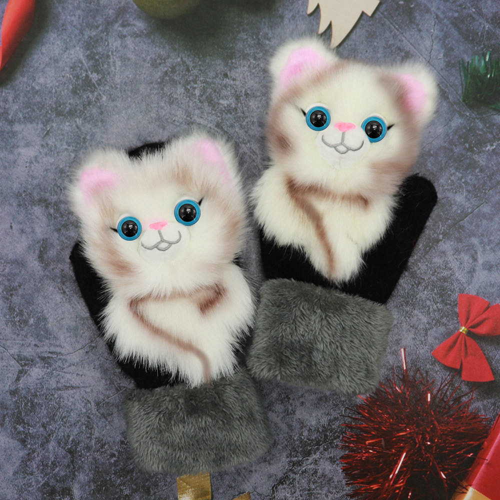 Fabricante de dibujos animados animales de peluche guantes de invierno caliente lienzos de lana de conejo tejer señoras guantes bonitos comercio exterior al por mayor Application Scenario