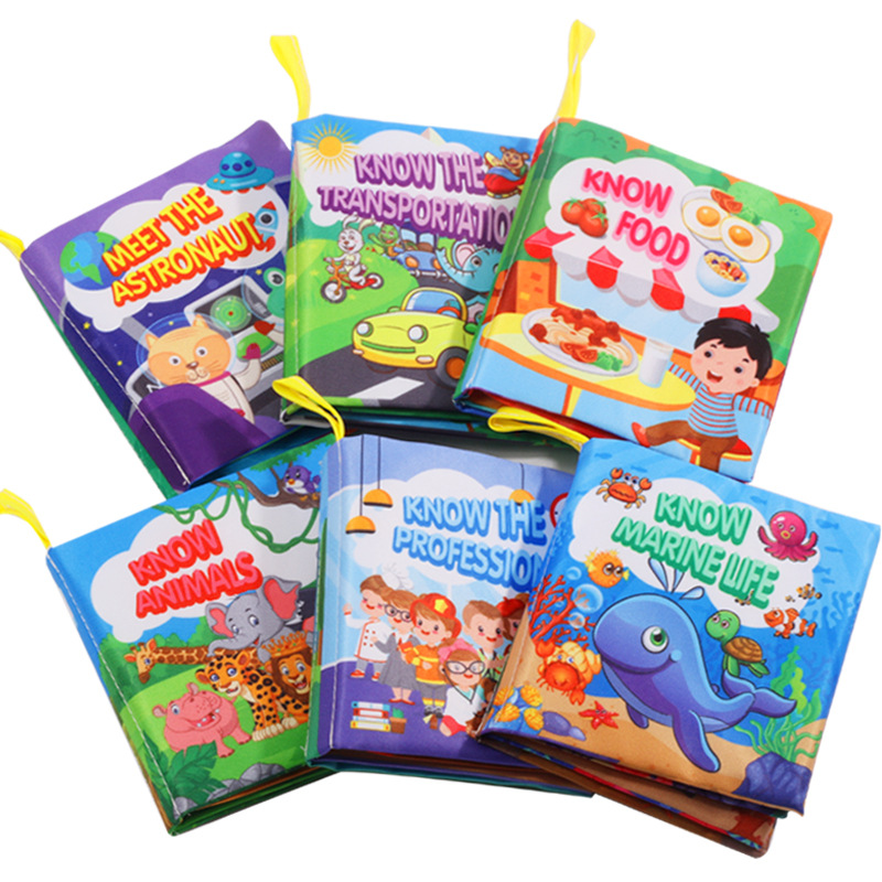 Foreign trade three-dimensional baby cloth book early education toys English palm book with ringing paper animal digital cognition baby cloth book