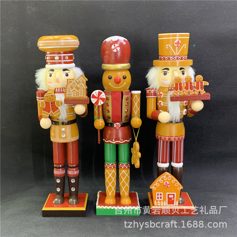 New 35CM wooden Nutcracker puppet Christmas gifts Christmas party scene decorations thumbnail