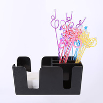 Milk tea shop coffee shop multi-functional tissue storage box straw box Sugar pack milk ball mixing stick storage box