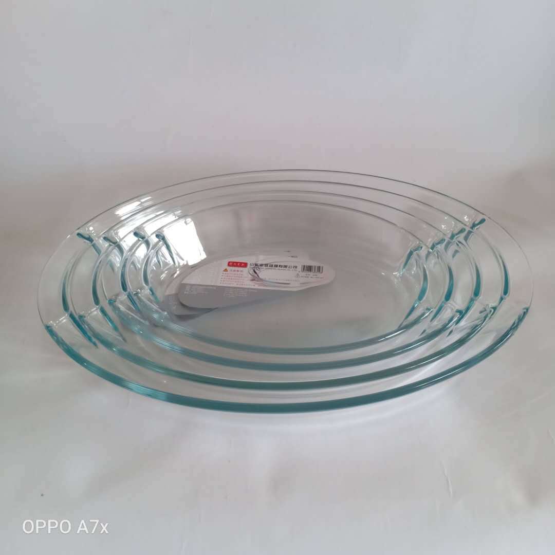 厂家批发新款椭圆形带把手钢化玻璃烤盘 烘焙玻璃盘详情图3