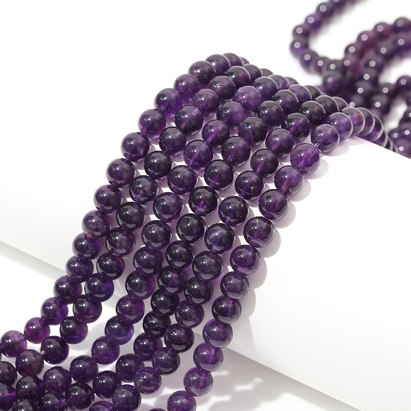 天然紫水晶圆珠散珠DIY手工时尚民族风手链串珠饰品配件量大优惠