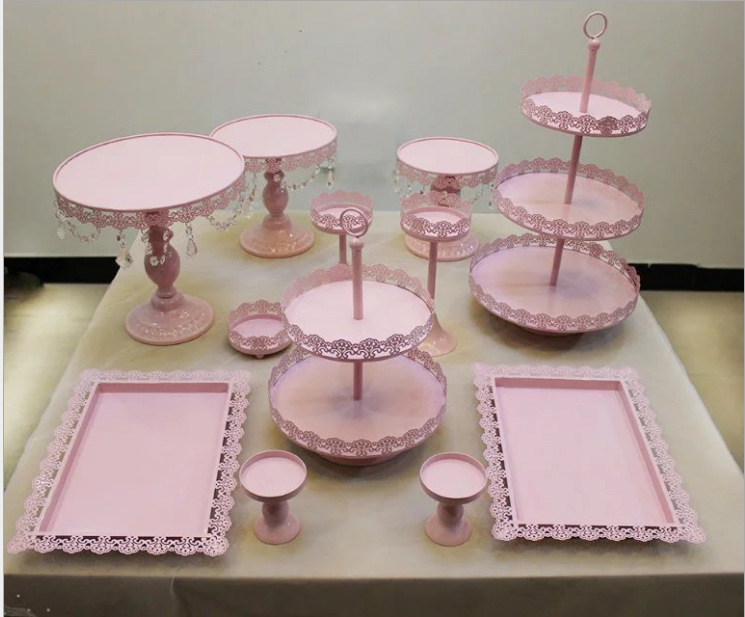 铁艺蕾丝蛋糕架 欧式摆件创意工艺品婚礼糕点零食甜品展示台欧式
