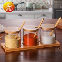 高硼硅玻璃调味罐盐罐厨房家用竹盖调料瓶糖罐盐味精收纳调料罐子
