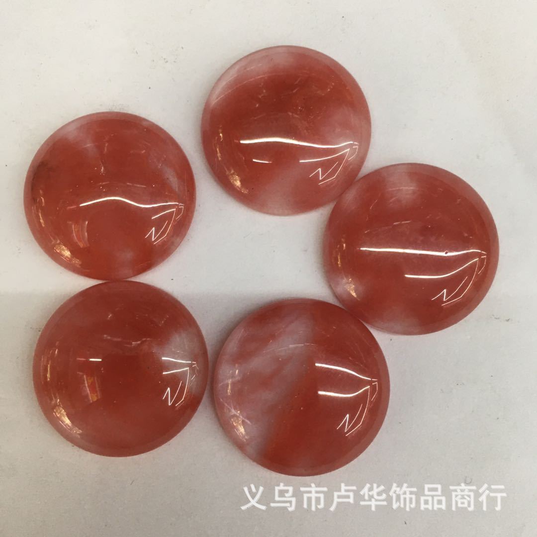 Cross-border direct sales of watermelon red round ring face gemstones, European and American fashionable agate bare stone gemstone jewelry accessories wholesale