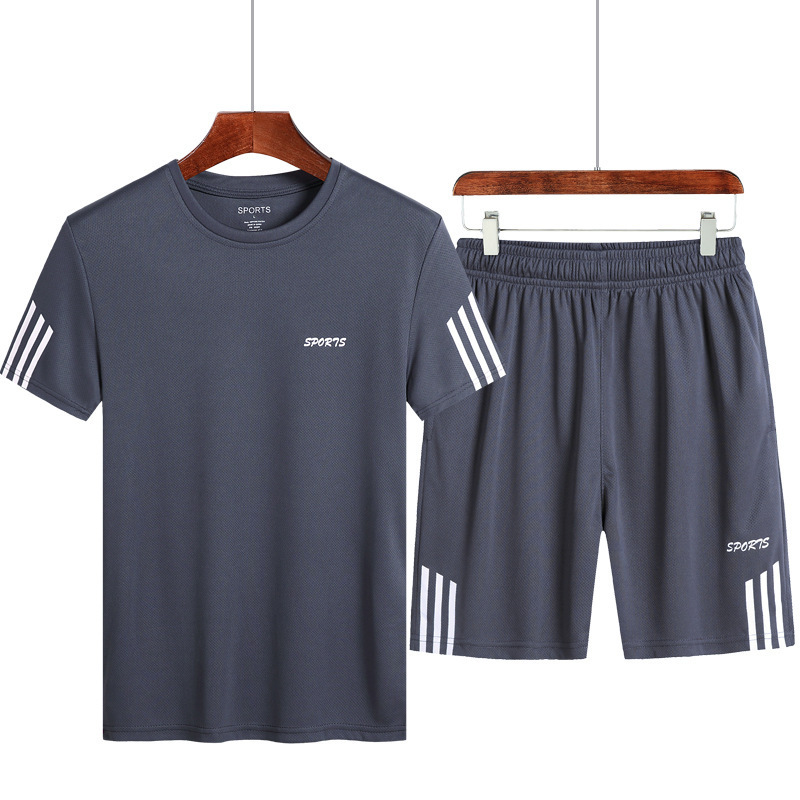 Summer Set 2020 Thin Three-Bar Sports And Leisure Set Men's Summer Quick Dry Round Neck Short Sleeve Loose Men's Wear Application Scenario